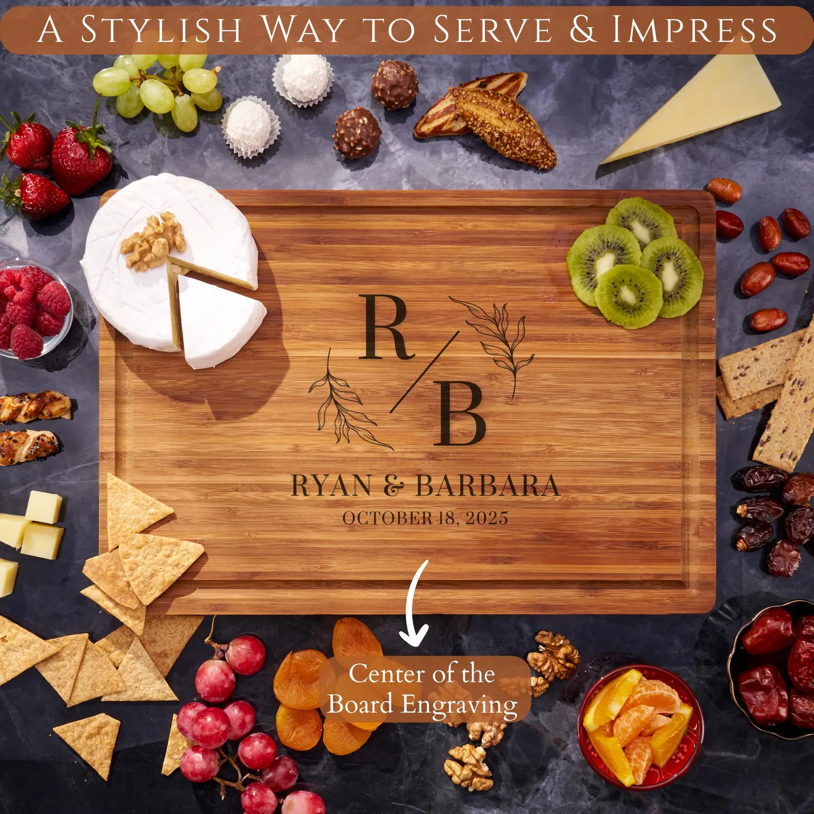XL Bamboo Cutting Board personalized